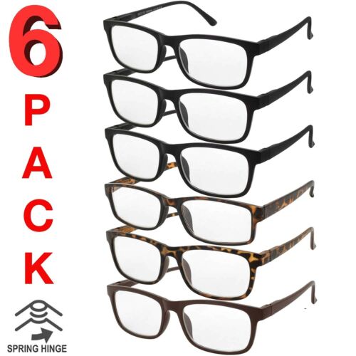MENS WOMENS READING GLASSES UNISEX SPRING HINGE 6 PACK READERS BULK NEW READER - Image 2