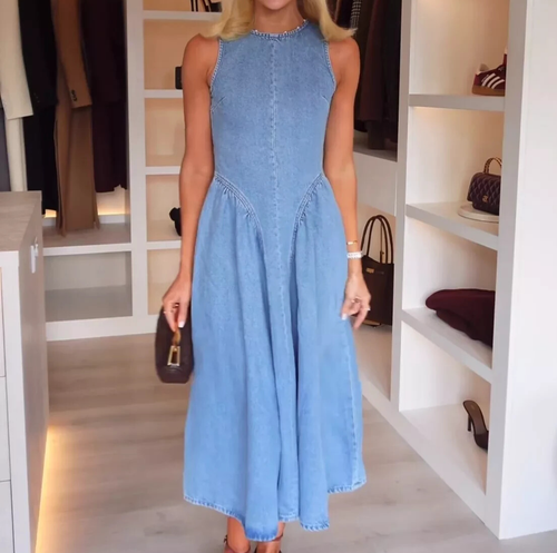 NWT H&M Open-back Denim Dress Light Denim Blue 1282698001 Sizes XS, S, XL - Image 2