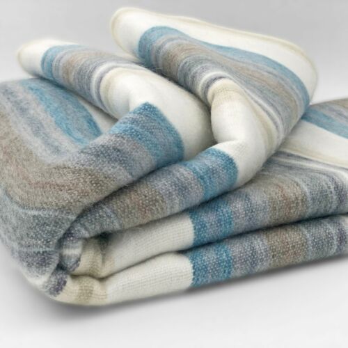 SOFT & WARM STRIPED ALPACA LLAMA WOOL BLANKET THROW 95"x65" QUEEN BED SOFA COUCH - Image 2