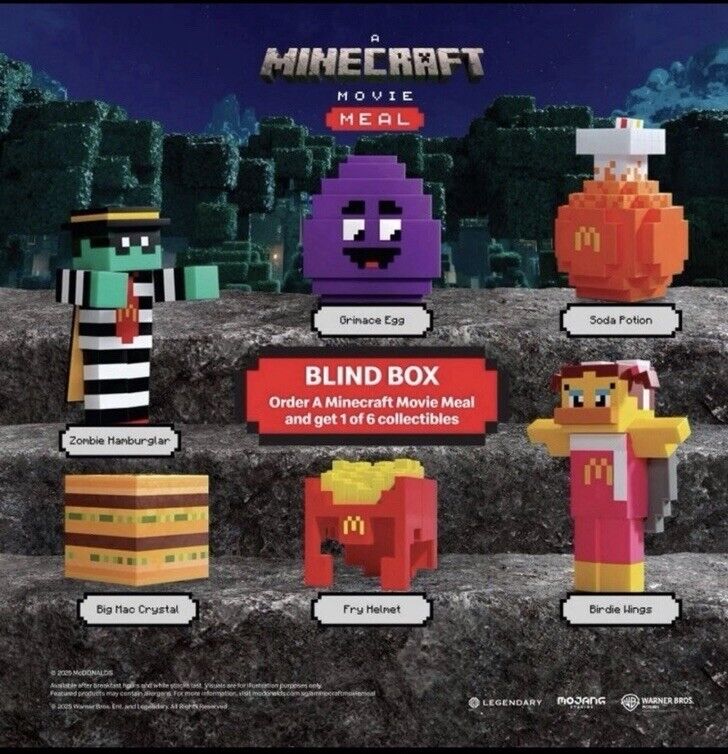McDonald’s A Minecraft Movie 2025 Complete Set Of 6 - Works Worldwide