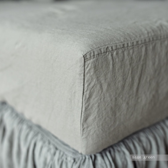 Linen FITTED SHEET Stonewashed and soft color 100% flax deep pocket sheet. Queen King Twin linen fitted sheet linen bedding Pure Flax - Image 7