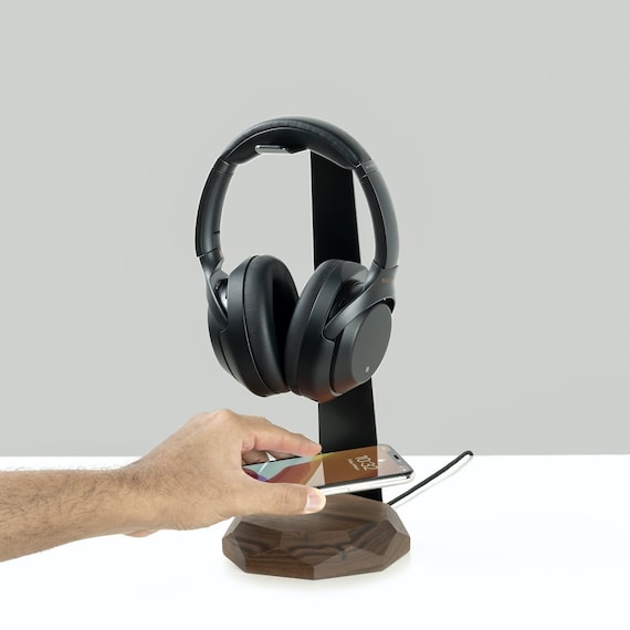 2-in-1 Headphone Stand & Wireless Charger: Wooden Desk Organizer - Image 6