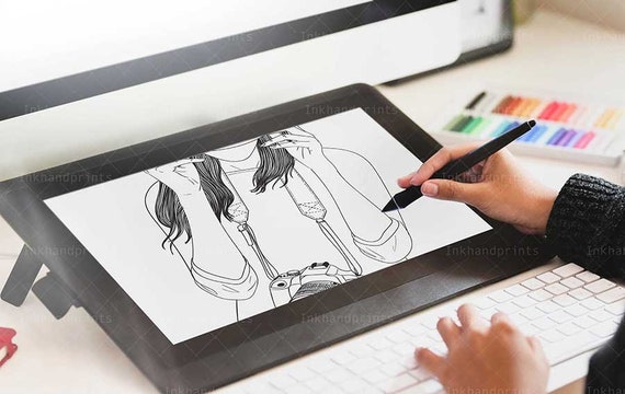 Tablet JPG + PSD Mockup,screen mock-up,Wacom Tablet styled mockup,Blogger sketching mockup, hand drawing mockup,smart object  screen mockup - Image 4