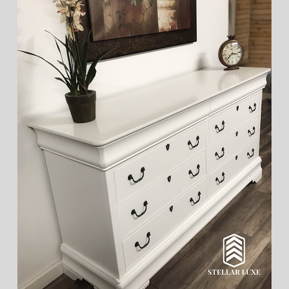 SOLD - Shabby Chic white dresser with 8 drawers - Image 2