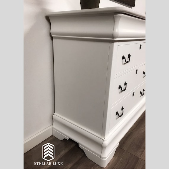 SOLD - Shabby Chic white dresser with 8 drawers - Image 6