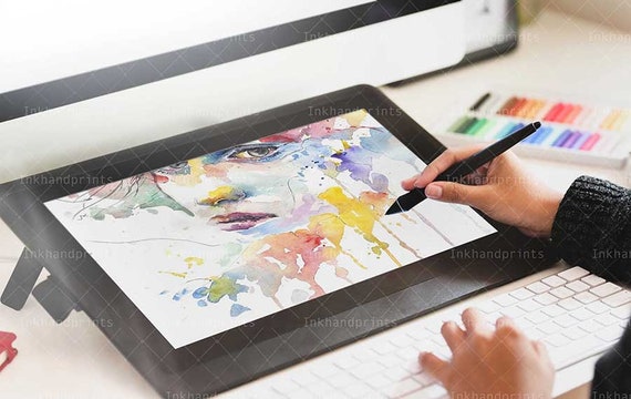 Tablet JPG + PSD Mockup,screen mock-up,Wacom Tablet styled mockup,Blogger sketching mockup, hand drawing mockup,smart object  screen mockup - Image 3