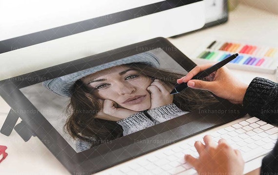 Tablet JPG + PSD Mockup,screen mock-up,Wacom Tablet styled mockup,Blogger sketching mockup, hand drawing mockup,smart object  screen mockup - Image 5