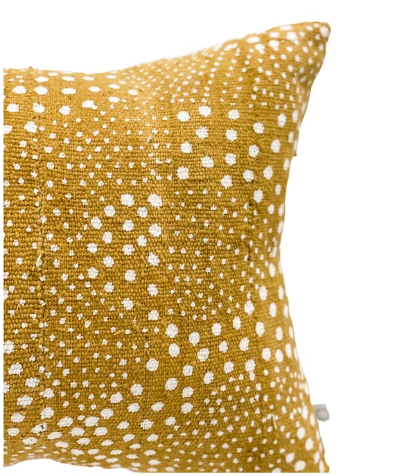 Extra long Bolster Pillow Cover, African Mudcloth Pillow Cover, Extra Long Lumbar Pillow, Mustard Yellow Long Pillow Cover - Image 2