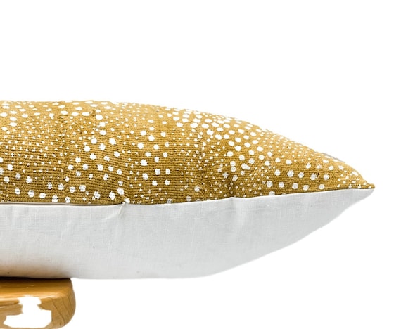 Extra long Bolster Pillow Cover, African Mudcloth Pillow Cover, Extra Long Lumbar Pillow, Mustard Yellow Long Pillow Cover - Image 3