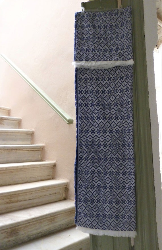 Woven Cotton Blend Bedspread: Greek Double Bed Cover, Traditional Pattern - Image 2