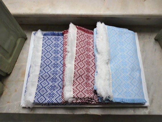 Woven Cotton Blend Bedspread: Greek Double Bed Cover, Traditional Pattern