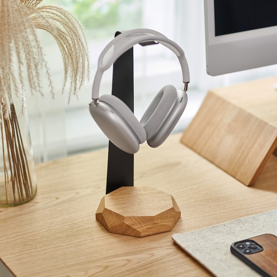 2-in-1 Headphone Stand & Wireless Charger: Wooden Desk Organizer - Image 3