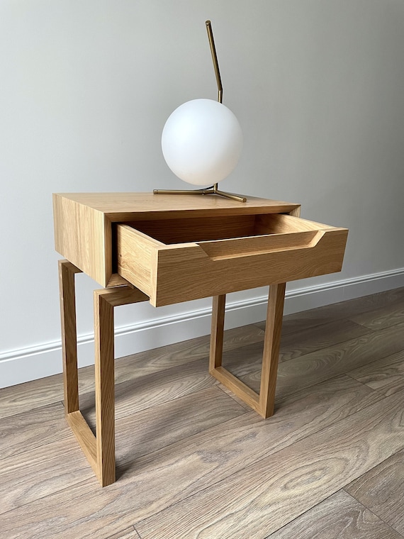 wood nightstand, narrow nightstand, bedside table with drawer, bed side table for bedroom, small entryway table, bedroom furniture - Image 2