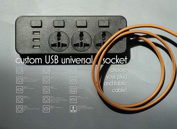 USB Socket Us Uk Eu Fr | Universal Power Strip Usb Port Hub Charger | Textile Fabric Cable International Travel Extension | Custom Home Gift - Image 4