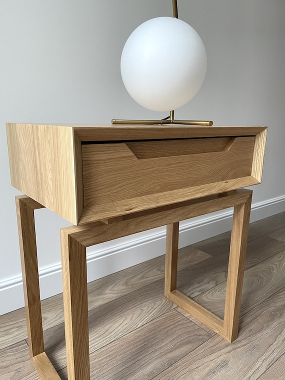 wood nightstand, narrow nightstand, bedside table with drawer, bed side table for bedroom, small entryway table, bedroom furniture - Image 8