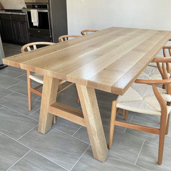Custom White Oak Dining Table Top with wooden legs - Image 5
