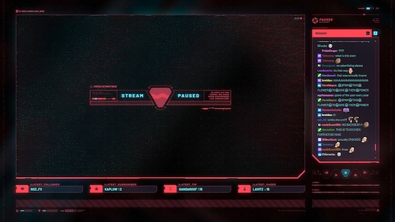 Cyberpunk Animated Twitch Stream Overlay Package RED | Scenes, Alerts, Panels, Webcam, Transition - Image 4