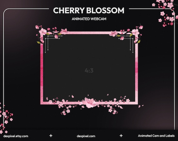 Pink Sakura Animated Cherry Blossom Stream Webcam | Twitch Stream Overlay | Livestream Facecam | Webcam Frame for Streamers | - Image 3