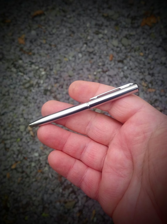 Mini metal ball point pen 10 cm - Laser etched name or initials personalisation. Golf score card pen. EDC gift. Camping kit. Back to school. - Image 5