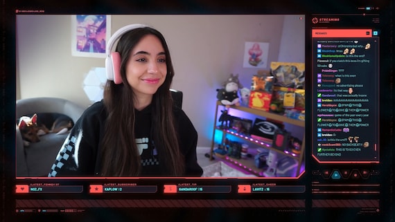 Cyberpunk Animated Twitch Stream Overlay Package RED | Scenes, Alerts, Panels, Webcam, Transition - Image 3