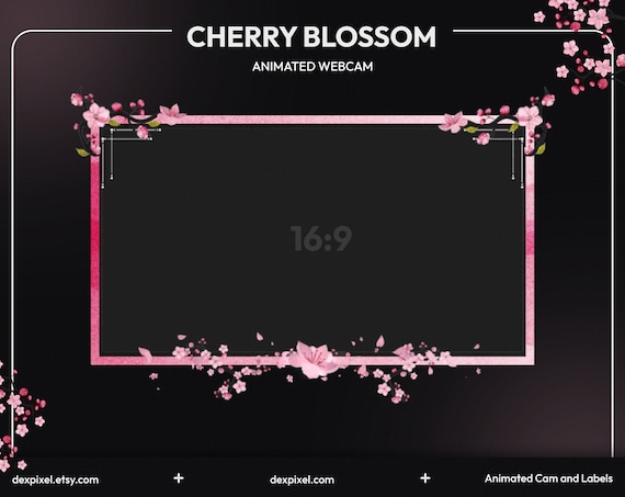 Pink Sakura Animated Cherry Blossom Stream Webcam | Twitch Stream Overlay | Livestream Facecam | Webcam Frame for Streamers | - Image 2