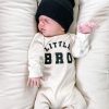 LITTLE BRO – Varsity – Baby Sleeper | Infant Bodysuit | Baby Bodysuit | Baby Graphic Tee | Infant Romper | Baby Sleeper | Sibling Outfits |