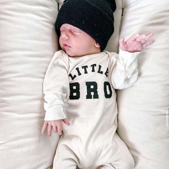 LITTLE BRO - Varsity - Baby Sleeper | Infant Bodysuit | Baby Bodysuit | Baby Graphic Tee | Infant Romper | Baby Sleeper | Sibling Outfits |