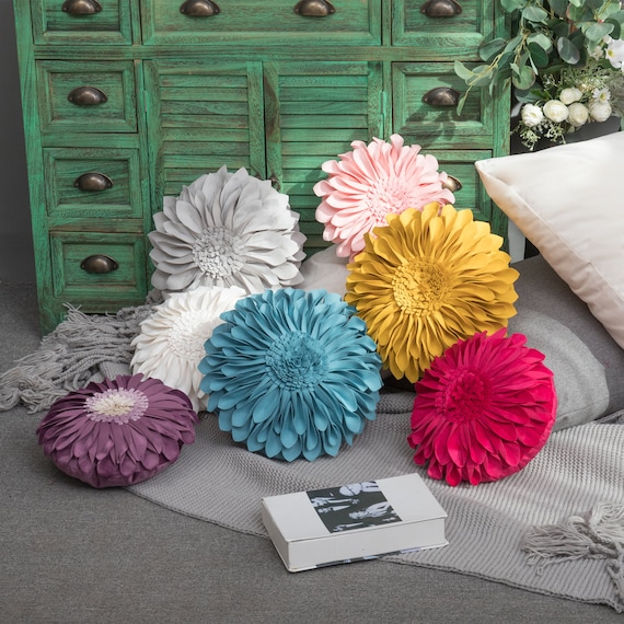 3D Sunflower Decorative Throw Pillows with Insert, Flower Accent Pillow, Velvet throw pillow, Home decor gift for Couch Bed Bedroom Sofa - Image 10