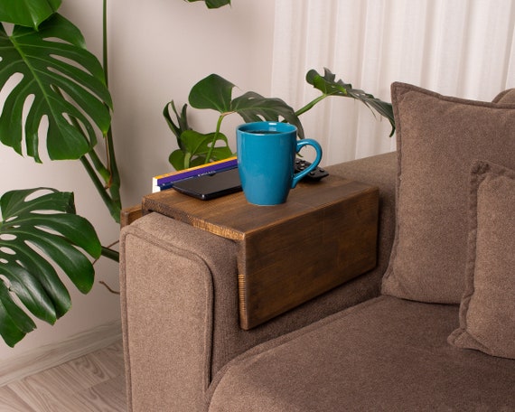 Couch Arm Rest Table with Magazine Stand, Modern Wood Armrest Table, Simply Sofa Arm Tray Table, Couch Tray, Custom Wood Sofa Arm Table - Image 2