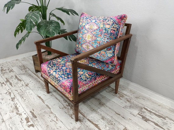 cocktail chair, bohemian armchair, accent chair, reading chair, lounging chair, handmade furniture, retro chair, rocking chair, SOFA 40 - Image 4