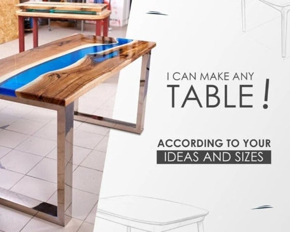 Epoxy Dining Table, Custom Resin Kitchen Table, Epoxy resin Table, Modern Wooden Table, Kitchen Furniture, Office Table, Handmade Table top - Image 3