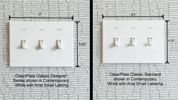 3 Gang :  Custom Labeled Metal Switch Plate Cover for Toggle switches,  Modern, Contemporary Designed & available in 5 finishes. - Image 2