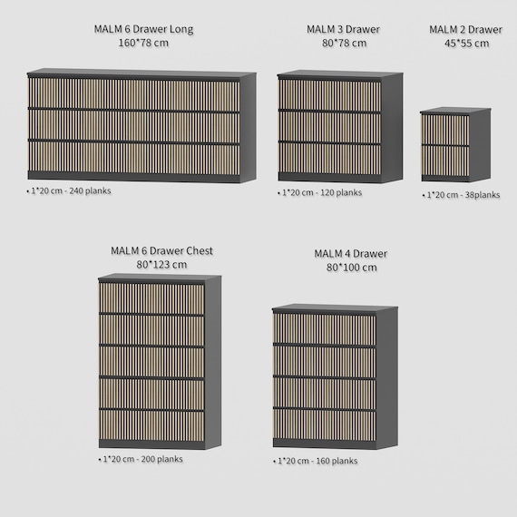 Refurbish Your IKEA MALM Dresser with our Furniture Overlay Kits, Furniture drawer wood overlay, wooden furniture appliques - Image 4