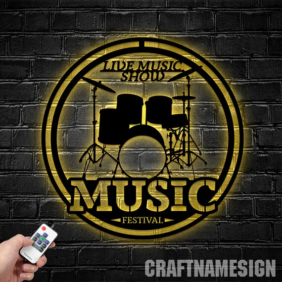 Personalized Music Audio Studio Metal Wall Art LED Light, Custom Microphone Headphones Name Sign, Home Decor Musical Musician Room - Image 3