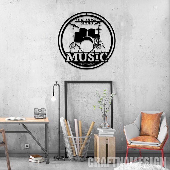 Personalized Music Audio Studio Metal Wall Art LED Light, Custom Microphone Headphones Name Sign, Home Decor Musical Musician Room - Image 4