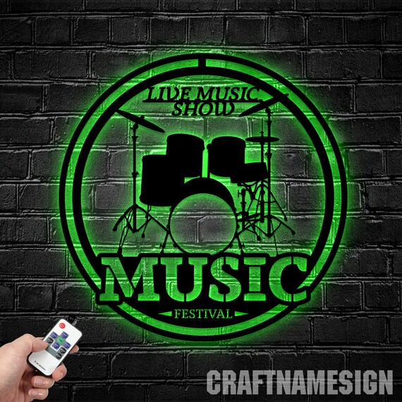 Personalized Music Audio Studio Metal Wall Art LED Light, Custom Microphone Headphones Name Sign, Home Decor Musical Musician Room - Image 7