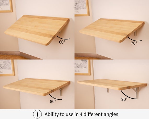 Wood Floating Desk, Wall Mounted Desk, Small Desk, Murphy Desk Table, Folding Desk, Home Office Desk, Wall Hanging Table, Unique Gift - Image 8
