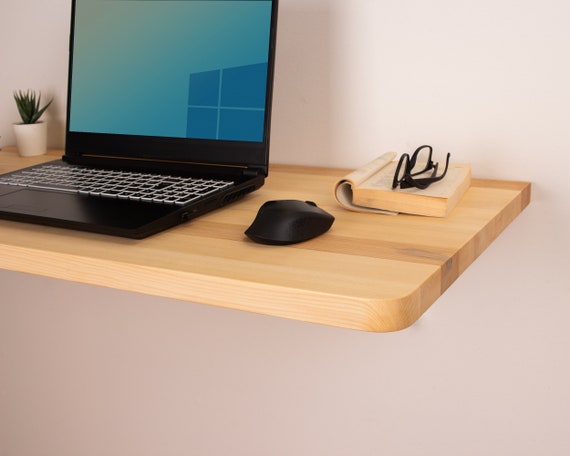 Wood Floating Desk, Wall Mounted Desk, Small Desk, Murphy Desk Table, Folding Desk, Home Office Desk, Wall Hanging Table, Unique Gift - Image 3