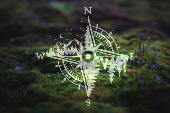 Mountain Compass Decal | Outdoor Decal | Car Decal | Adventure Decal | Compass Sticker | Mountain Compass | Laptop Decal | Tree Decal | 277