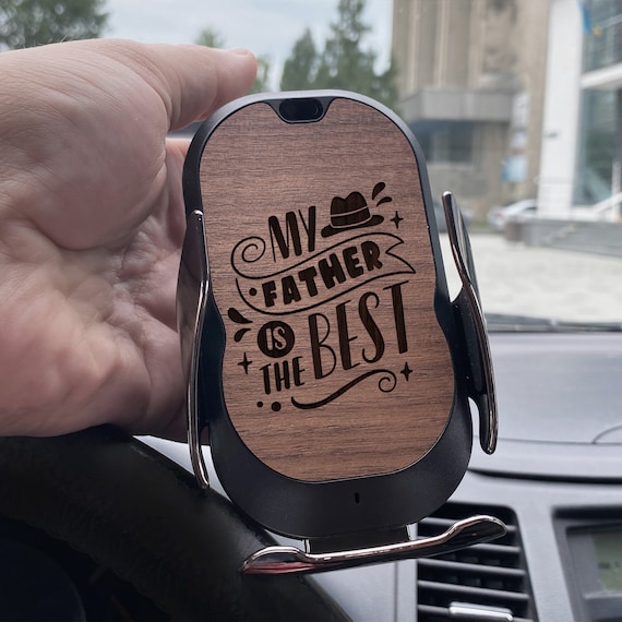 Wooden Air Vent Wireless Charger Car Phone Holder | Personalized Gift for Boyfriend