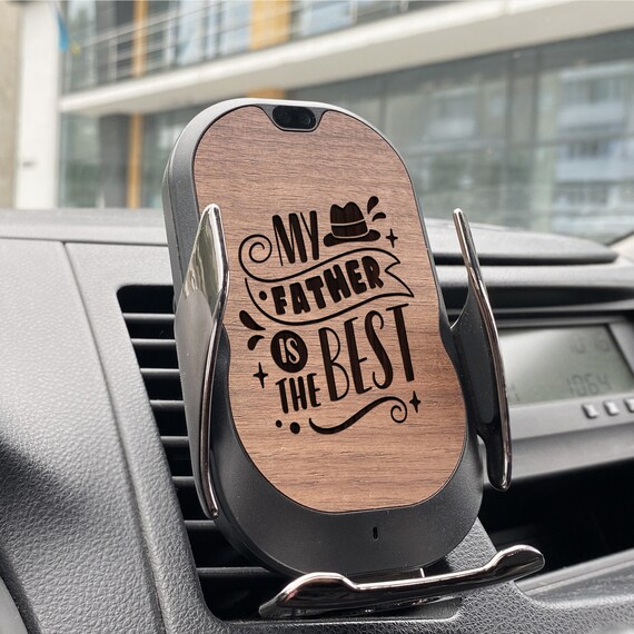 Wooden Air Vent Wireless Charger Car Phone Holder | Personalized Gift for Boyfriend - Image 2