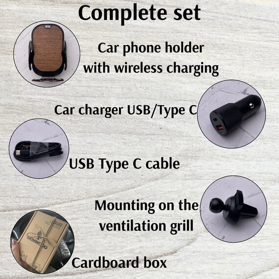 Wooden Air Vent Wireless Charger Car Phone Holder | Personalized Gift for Boyfriend - Image 9