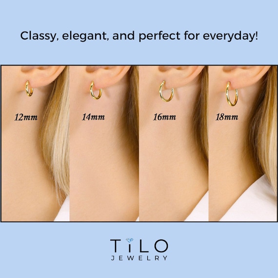 14K Gold Round Hoop Earrings, Solid Yellow Gold Shiny Hoops, Classic Jewelry Handmade with Love, By TILO Jewelry - Image 2