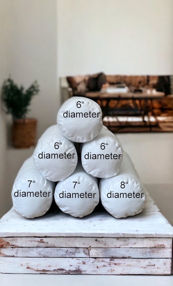 Cotton Bolster Pillow Insert,Decorative Pillow Insert,6" Insert,7" Insert,8" Insert,All Size Bolster Inserts,with zipper