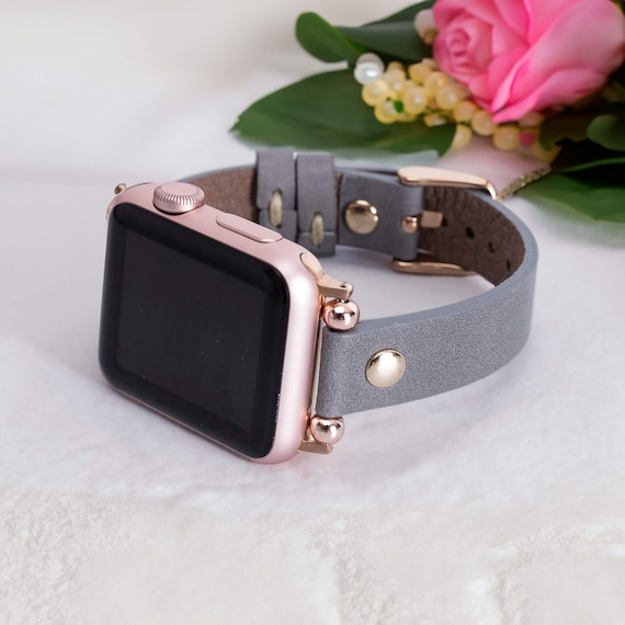 Slim Apple Watch Leather Band 41mm 38mm 42mm 45mm 49mm, Slim Leather Apple Watch for Women, Suitable for Series Ultra 2 9 8 7 6 5 4 3 2 1 - Image 2