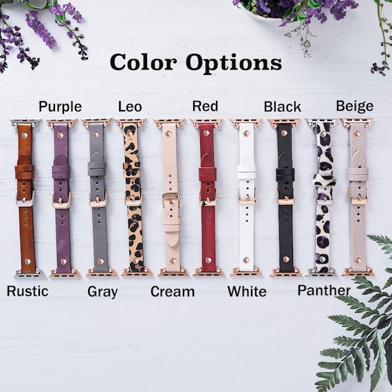 Slim Apple Watch Leather Band 41mm 38mm 42mm 45mm 49mm, Slim Leather Apple Watch for Women, Suitable for Series Ultra 2 9 8 7 6 5 4 3 2 1 - Image 5