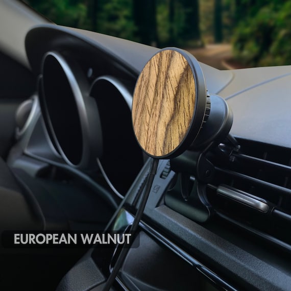 Wood MagSafe Wireless Car Charger, 15 Watt Fast Wireless Magnetic Charging Pad USB-C Circle Wireless Qi Charger - Image 10