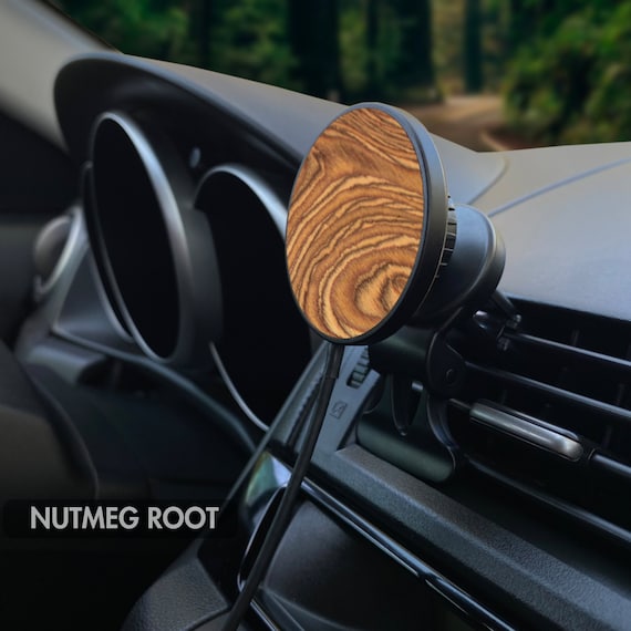 Wood MagSafe Wireless Car Charger, 15 Watt Fast Wireless Magnetic Charging Pad USB-C Circle Wireless Qi Charger - Image 6