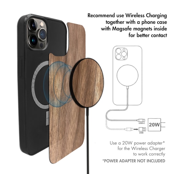 Wood MagSafe Wireless Charger, 15 Watt Fast Wireless Magnetic Charging Pad USB-C Circle Wireless Qi Charger - Image 4