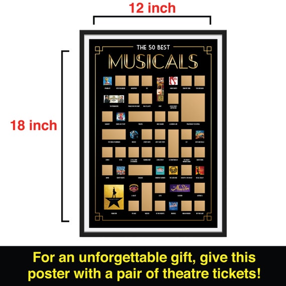 50 Best Musicals Scratch Off Poster - Broadway Musicals Scratch Off - Musical Posters - Broadway Posters - Broadway Gifts - Musical Theatre - Image 9